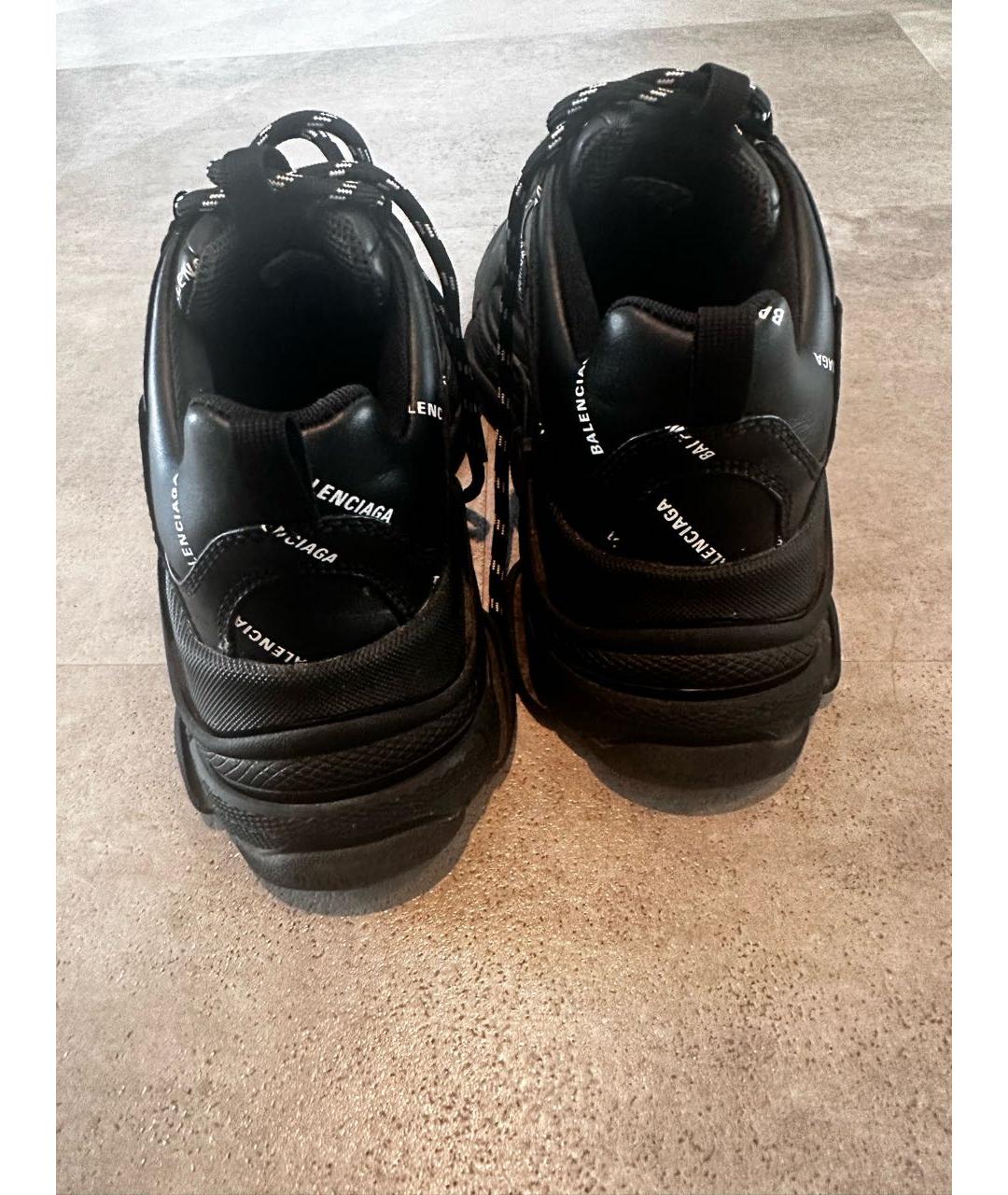 BALENCIAGA Черные кожаные кроссовки, фото 3
