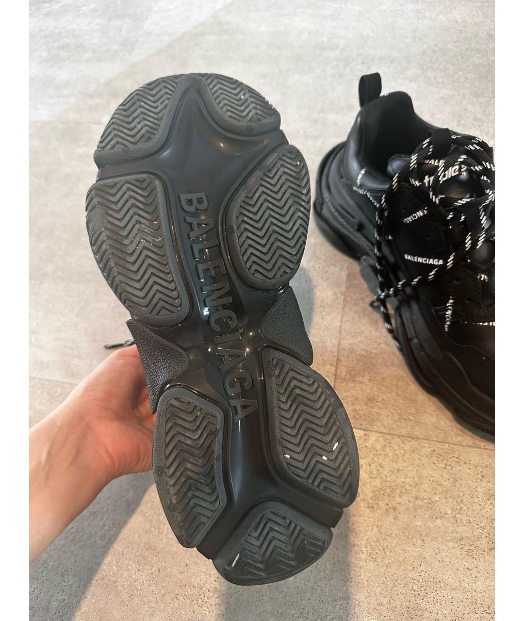 BALENCIAGA Черные кожаные кроссовки, фото 4