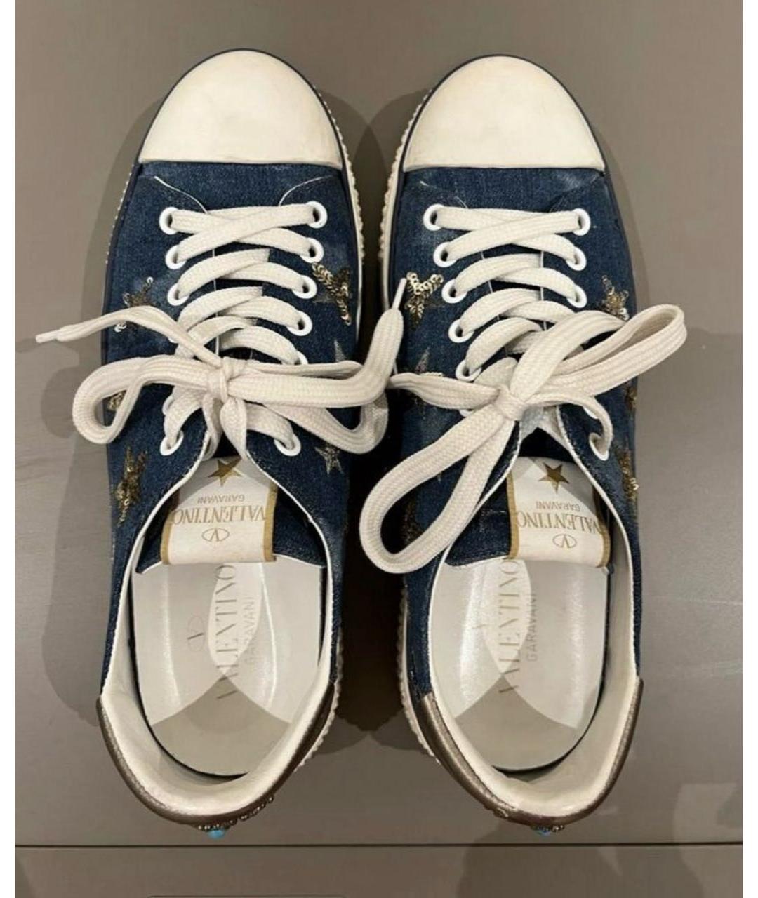VALENTINO Синие текстильные кеды, фото 3