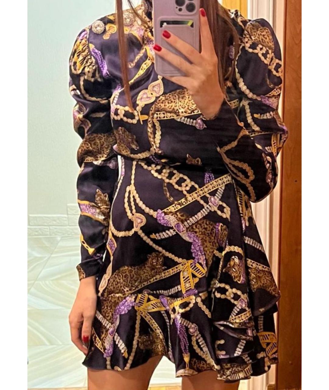 ALESSANDRA RICH Мульти шелковое коктейльное платье, фото 7