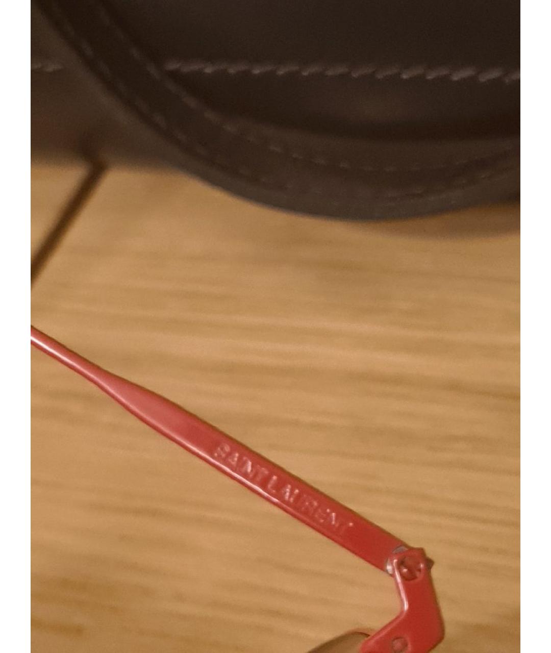 SAINT LAURENT Красные металлические солнцезащитные очки, фото 3