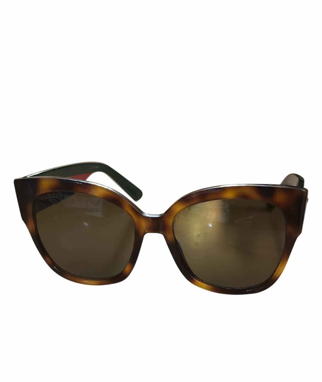 GUCCI Коричневые пластиковые солнцезащитные очки, фото 1