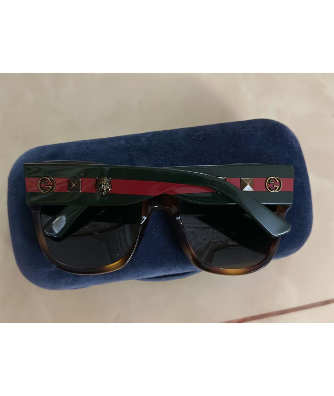 GUCCI Коричневые пластиковые солнцезащитные очки, фото 3