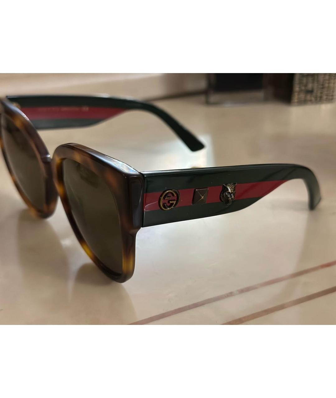 GUCCI Коричневые пластиковые солнцезащитные очки, фото 2