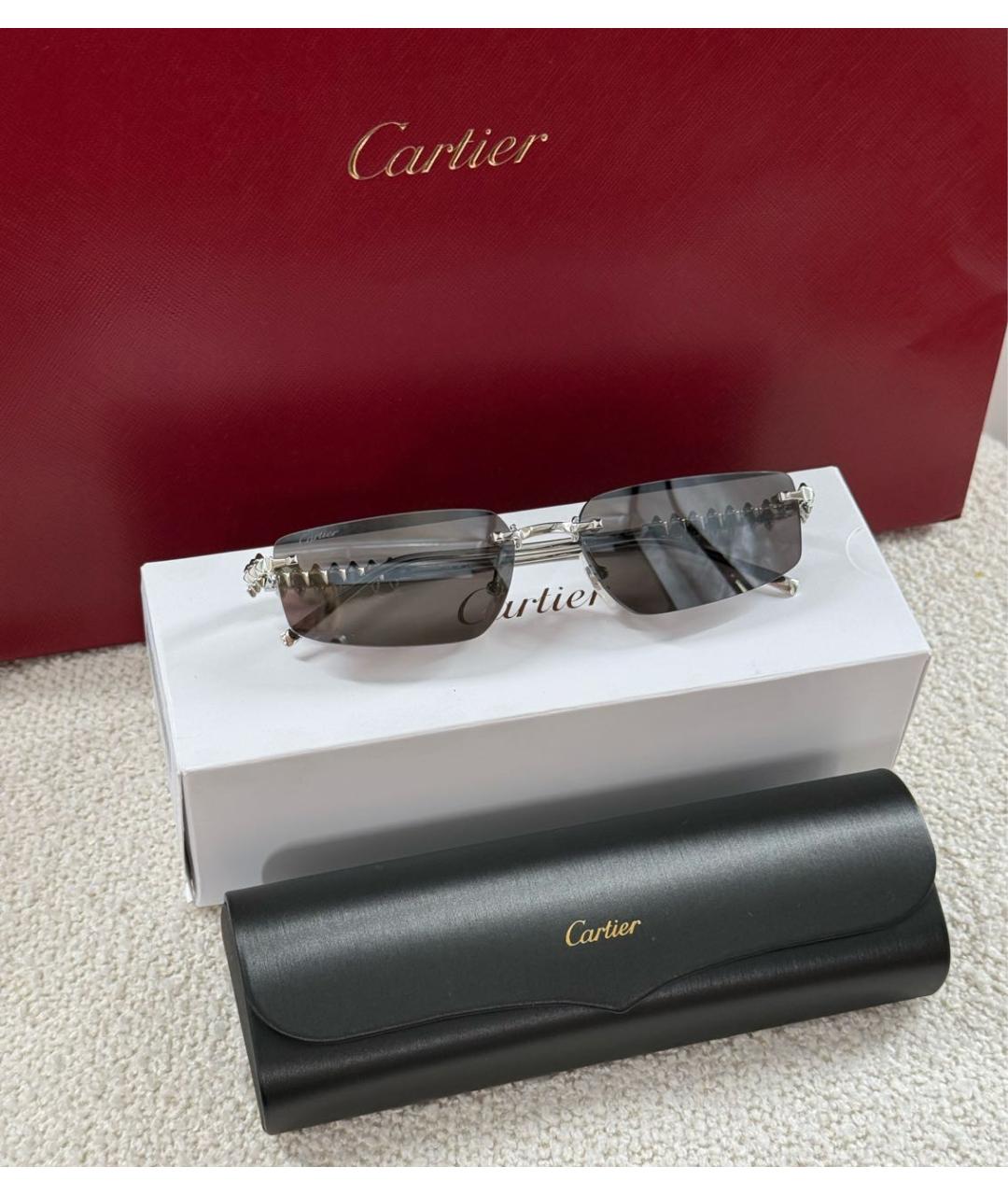 CARTIER Серебряные металлические солнцезащитные очки, фото 8