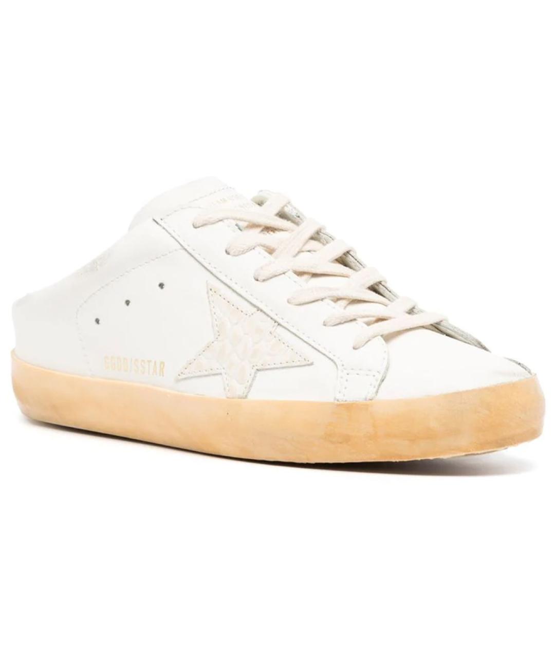 GOLDEN GOOSE DELUXE BRAND Белые кожаные мюли, фото 3