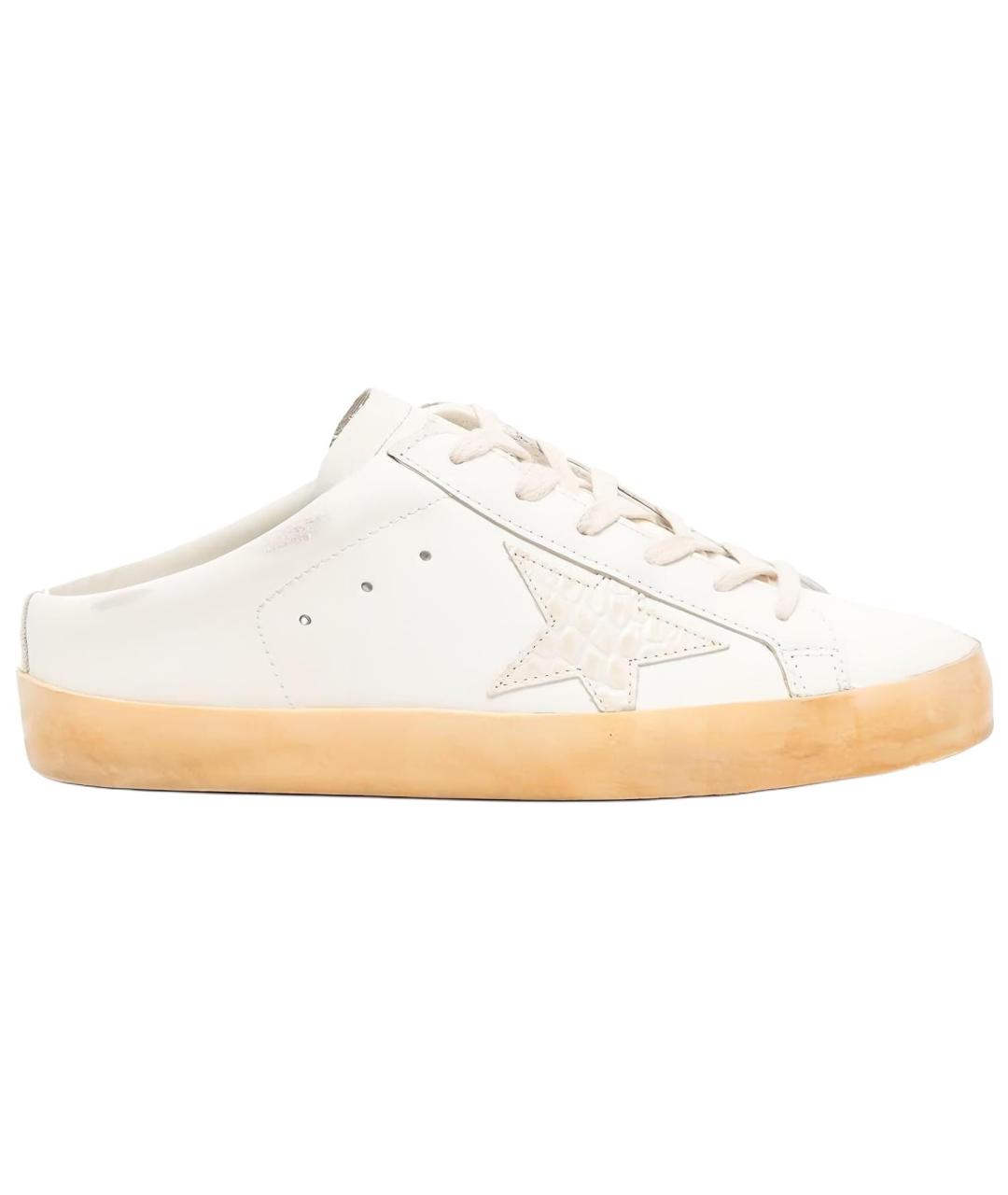 GOLDEN GOOSE DELUXE BRAND Белые кожаные мюли, фото 1