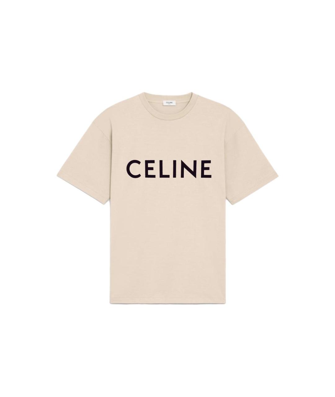 CELINE Бежевая хлопковая футболка, фото 1