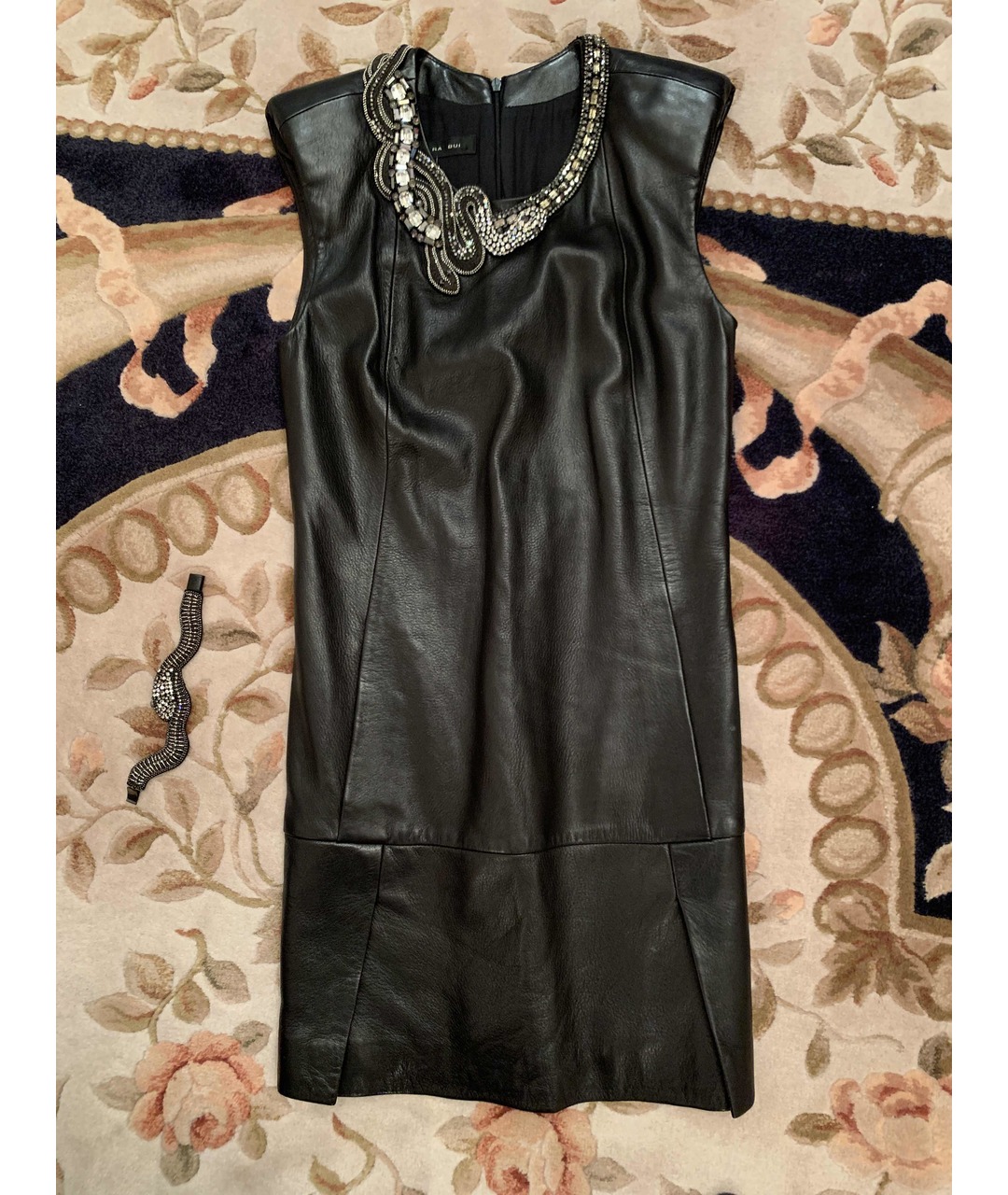 BARBARA BUI Черное кожаное повседневное платье, фото 5