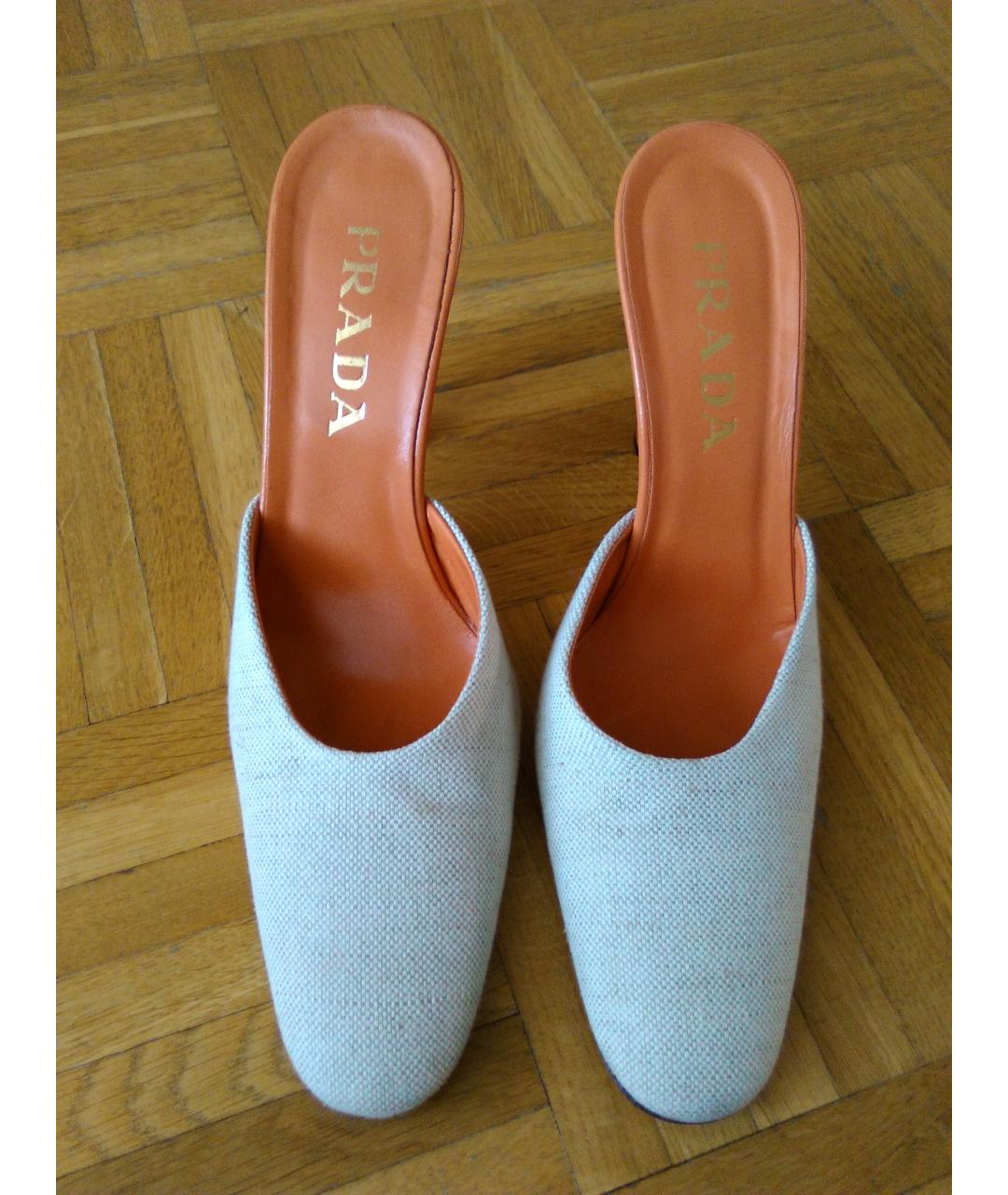 PRADA Серые текстильные сабо, фото 2