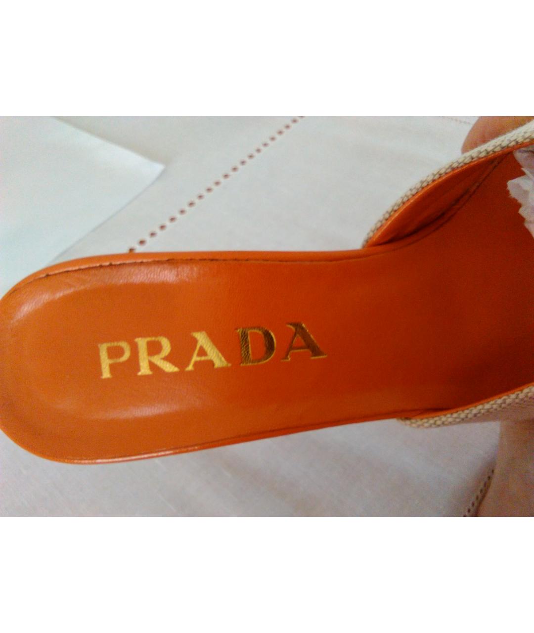 PRADA Серые текстильные сабо, фото 7