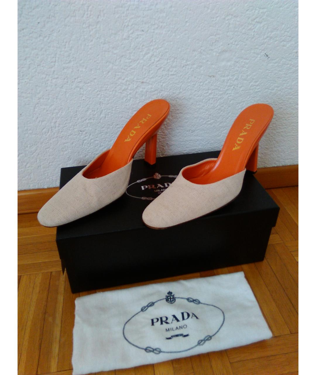PRADA Серые текстильные сабо, фото 8