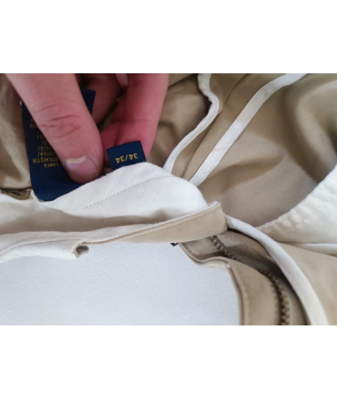POLO RALPH LAUREN Бежевые хлопковые прямые джинсы, фото 9