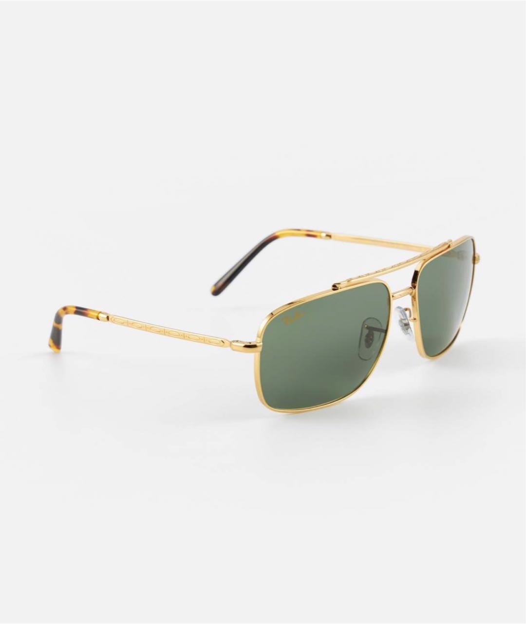 RAY BAN Золотые металлические солнцезащитные очки, фото 7