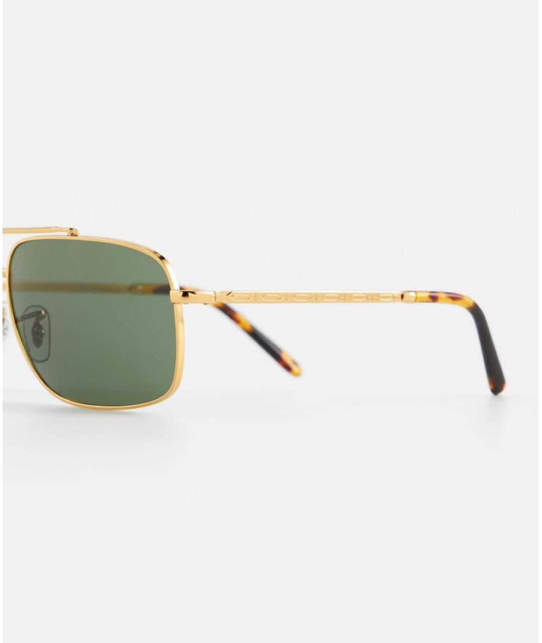 RAY BAN Золотые металлические солнцезащитные очки, фото 3