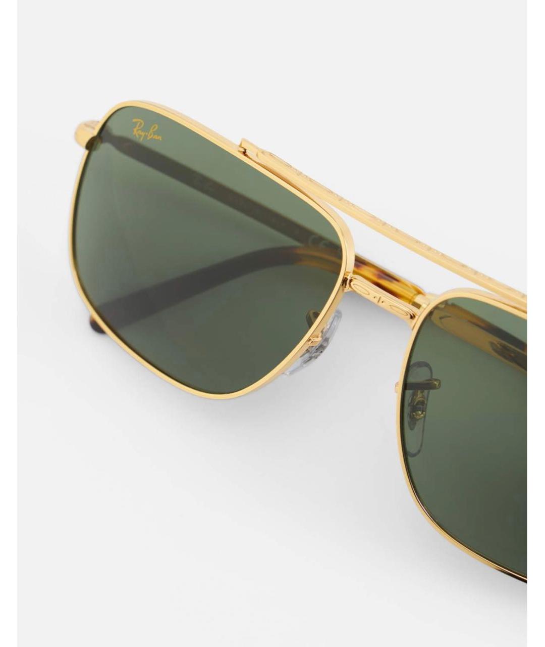 RAY BAN Золотые металлические солнцезащитные очки, фото 2