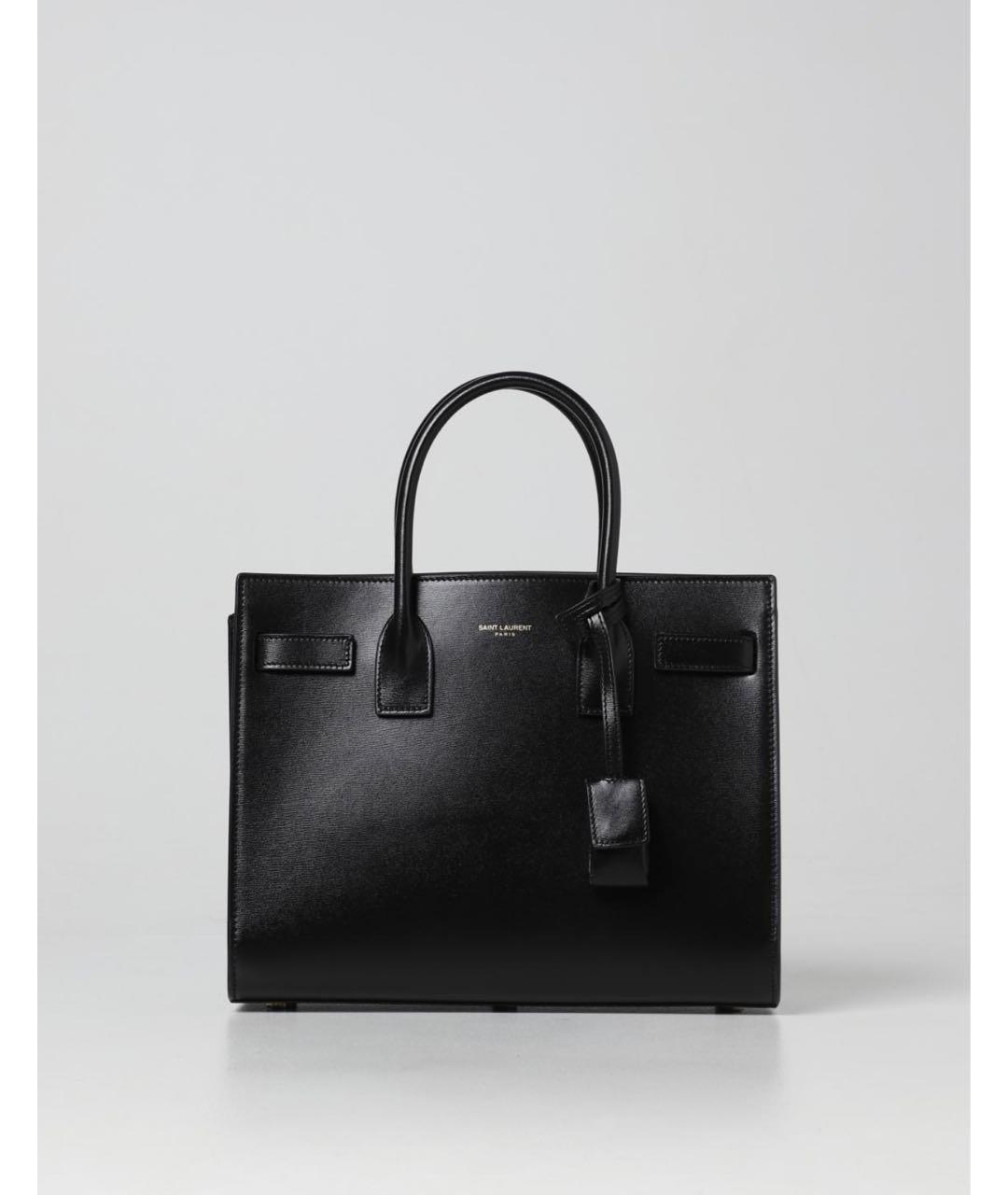 SAINT LAURENT Черная кожаная сумка тоут, фото 7