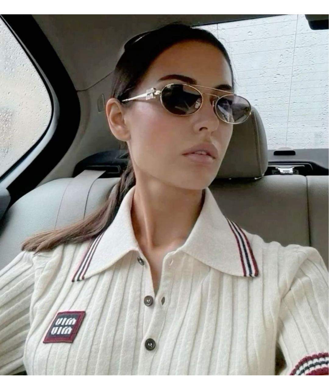 MIU MIU Коричневые металлические солнцезащитные очки, фото 6
