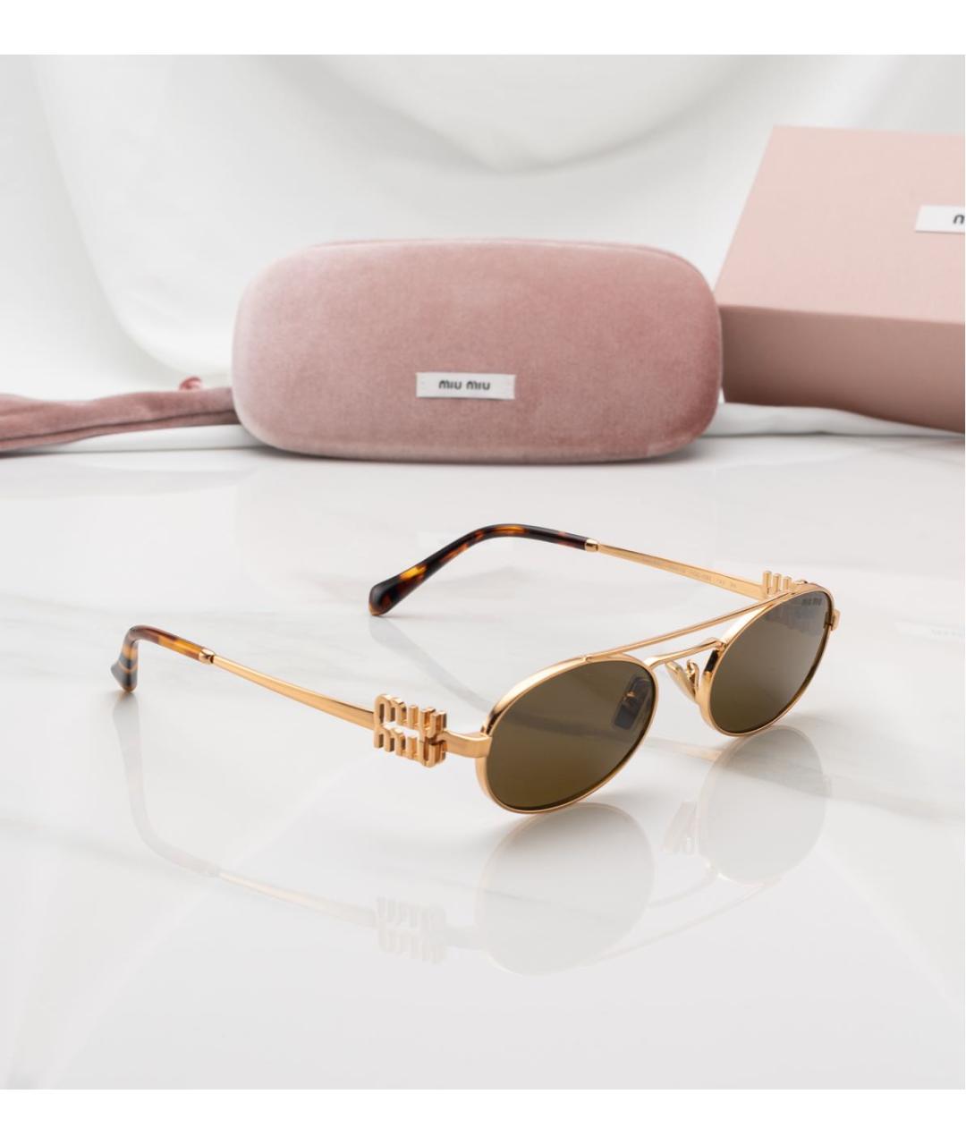MIU MIU Коричневые металлические солнцезащитные очки, фото 5
