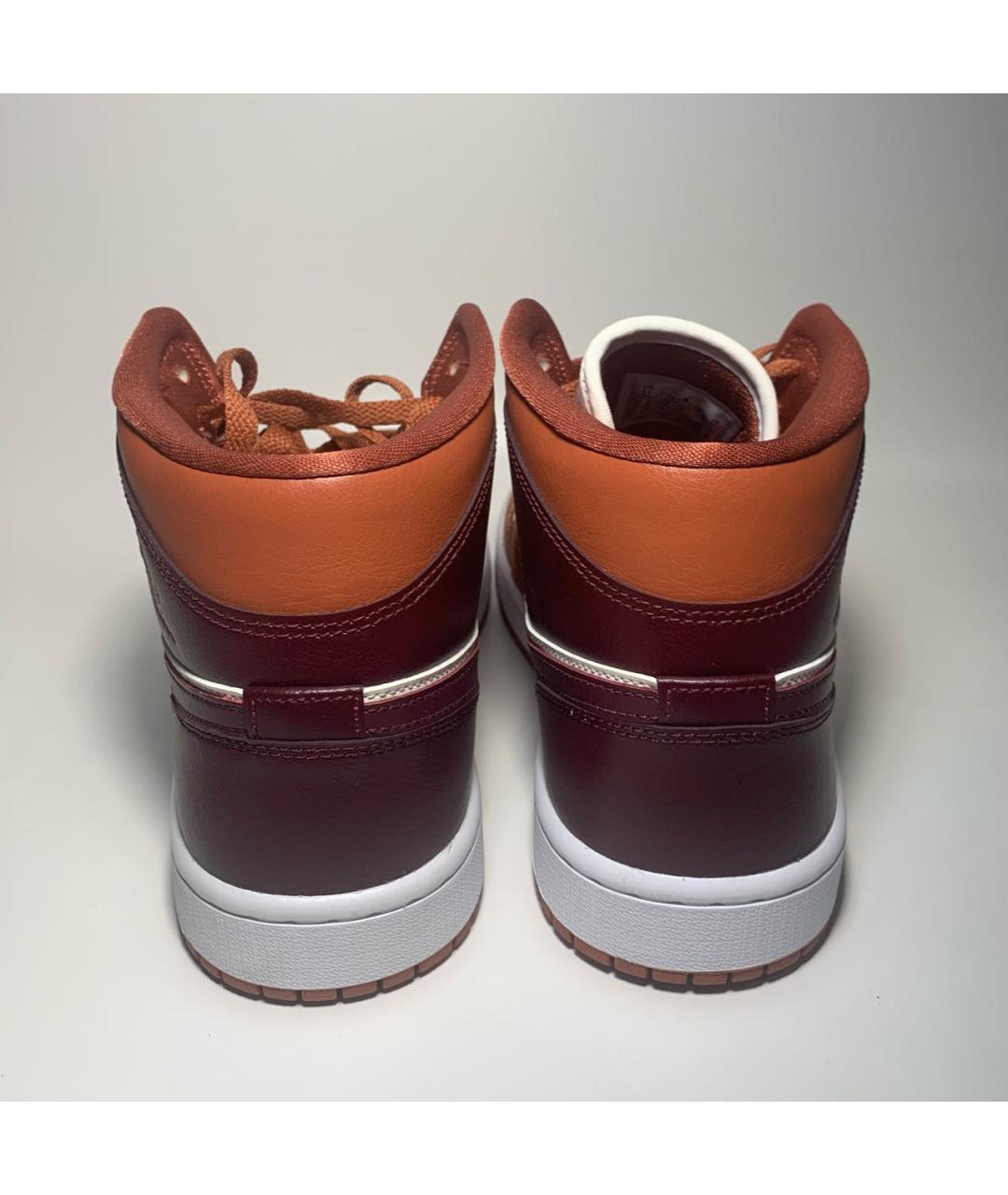JORDAN Коричневые кожаные высокие кроссовки / кеды, фото 4
