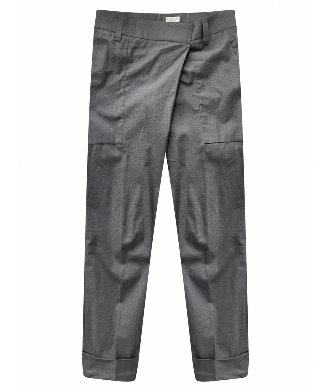 BRUNELLO CUCINELLI Серые шерстяные прямые брюки, фото 1