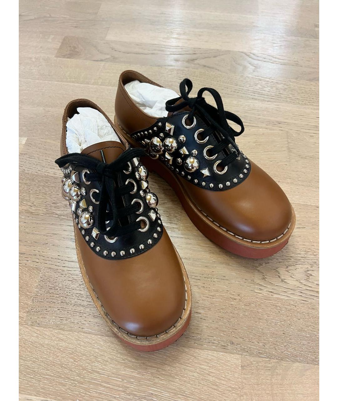 MIU MIU Коричневые кожаные брогги и оксфорды, фото 2
