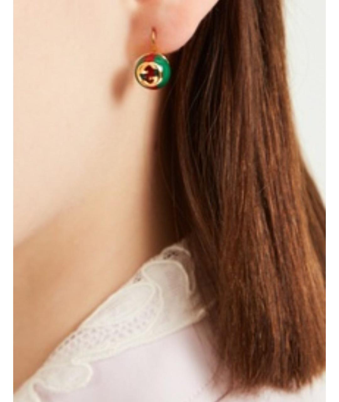 GUCCI Зеленые металлические серьги, фото 7