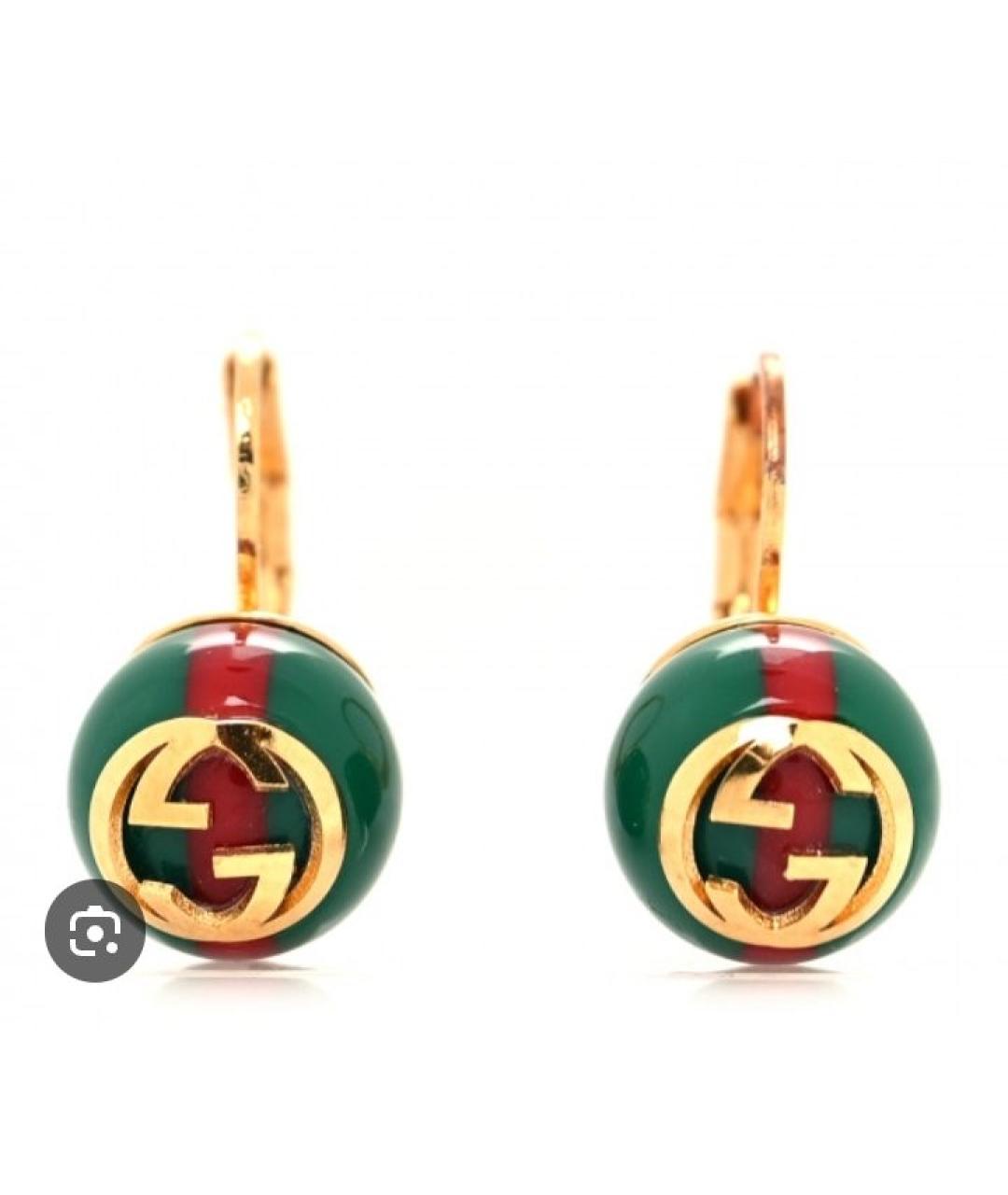 GUCCI Зеленые металлические серьги, фото 5