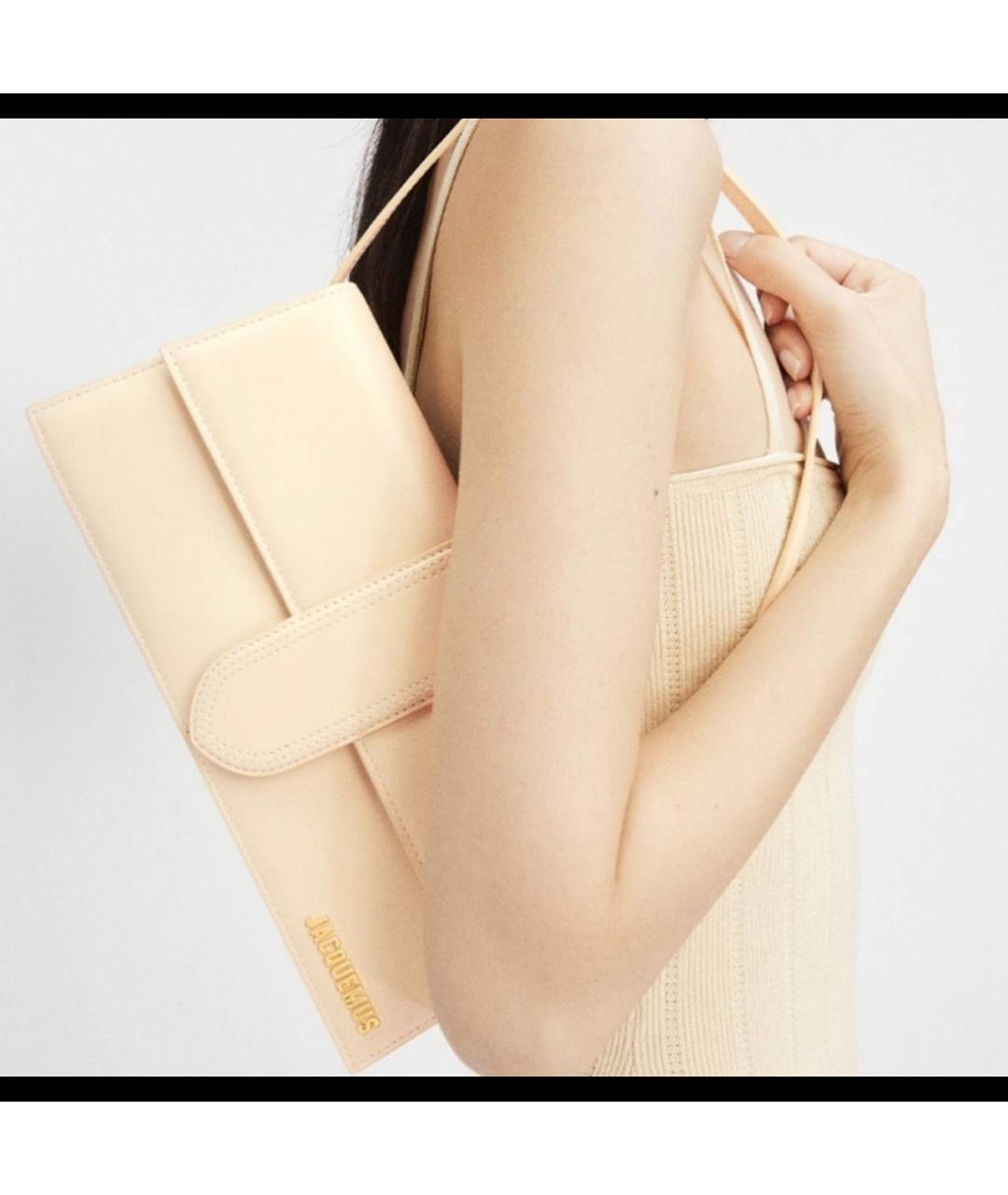 JACQUEMUS Бежевая кожаная сумка через плечо, фото 2