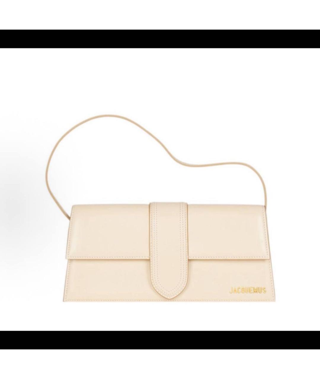 JACQUEMUS Бежевая кожаная сумка через плечо, фото 3