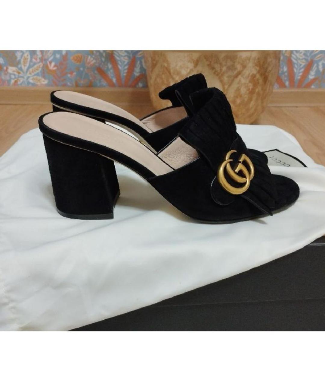 GUCCI Черные замшевые мюли, фото 5