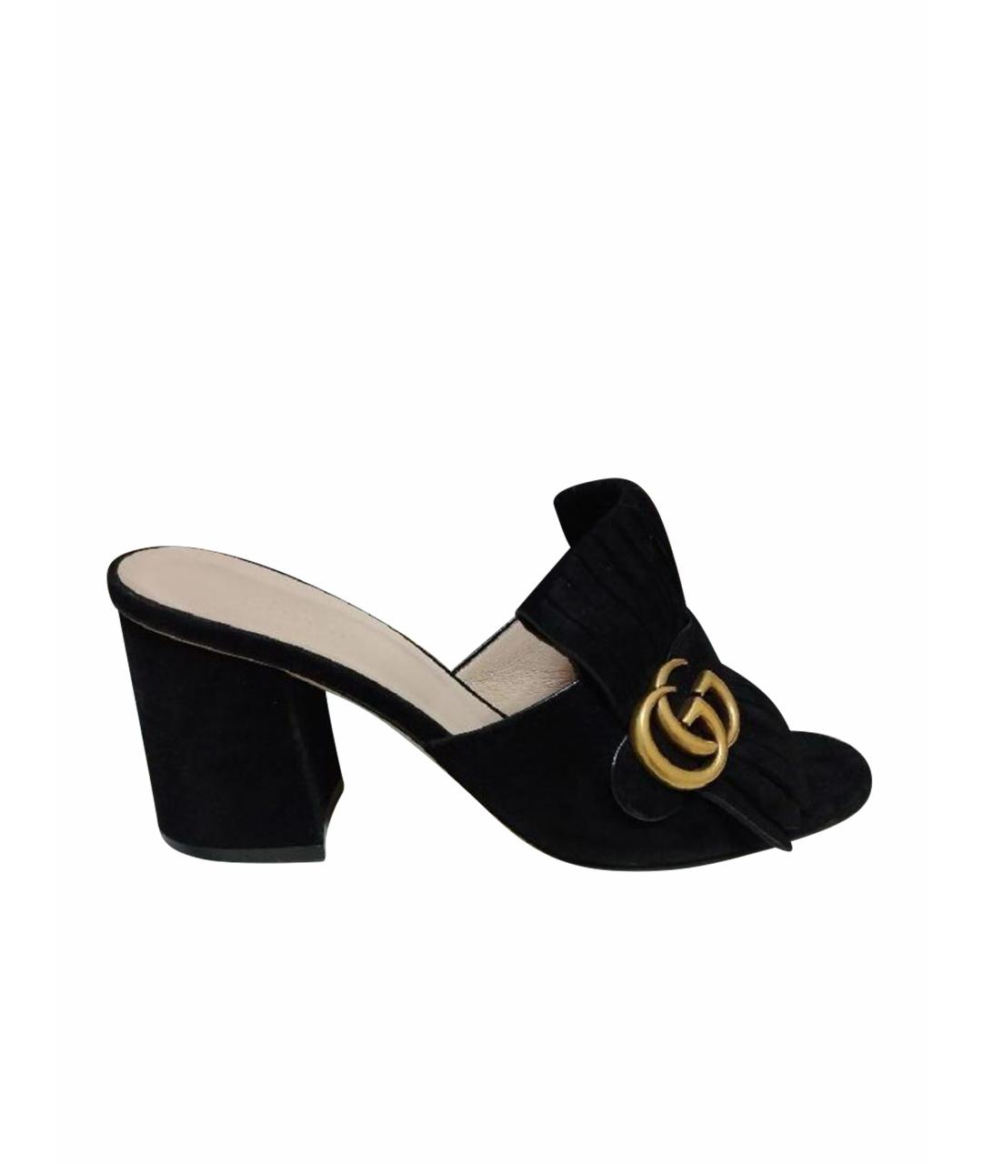 GUCCI Черные замшевые мюли, фото 1