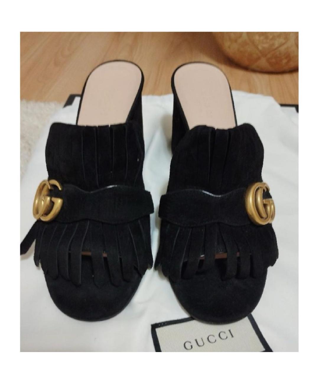 GUCCI Черные замшевые мюли, фото 2