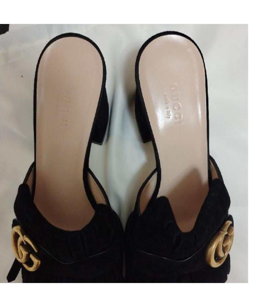 GUCCI Черные замшевые мюли, фото 4