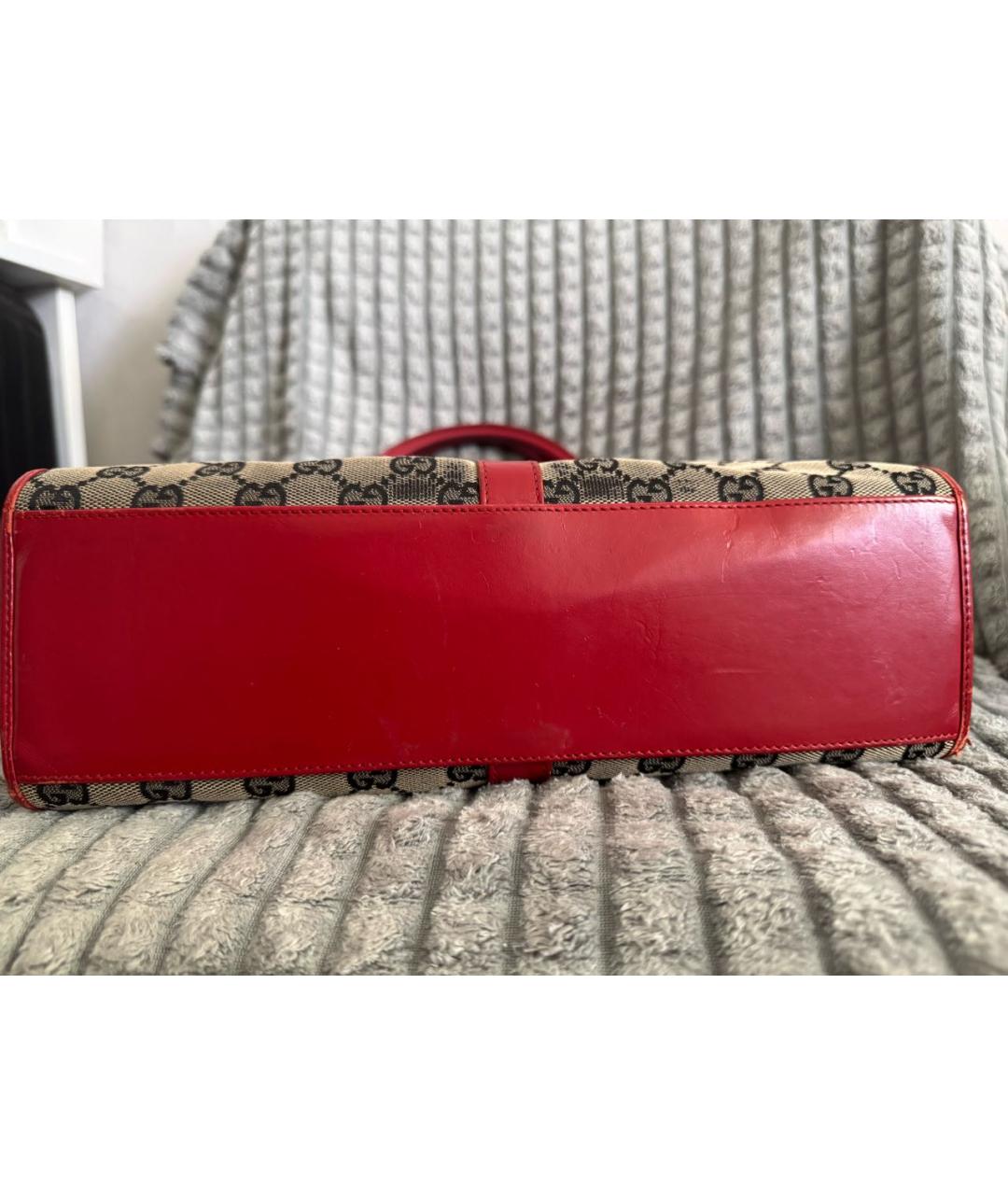 GUCCI Бежевая тканевая сумка с короткими ручками, фото 5