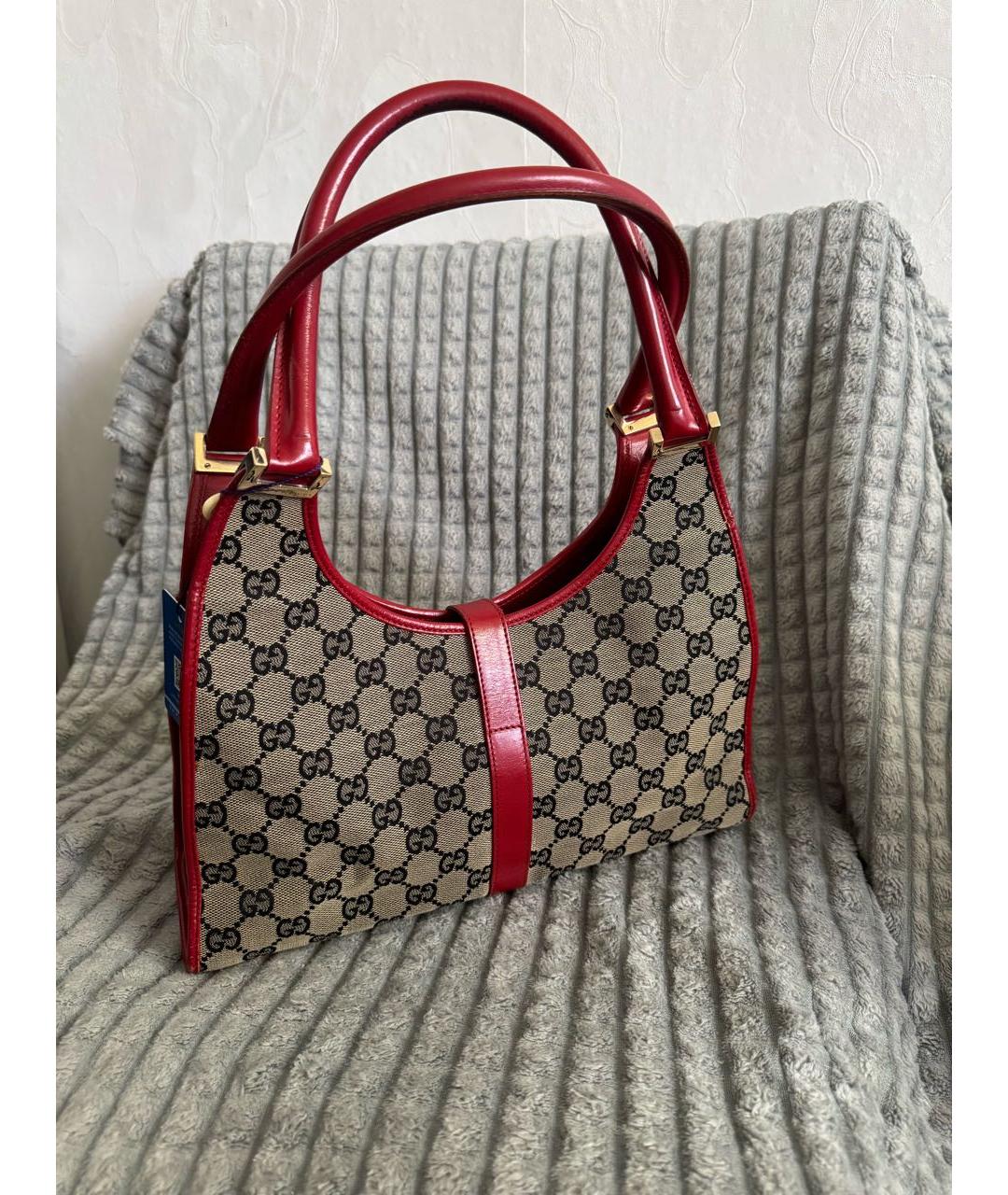 GUCCI Бежевая тканевая сумка с короткими ручками, фото 3