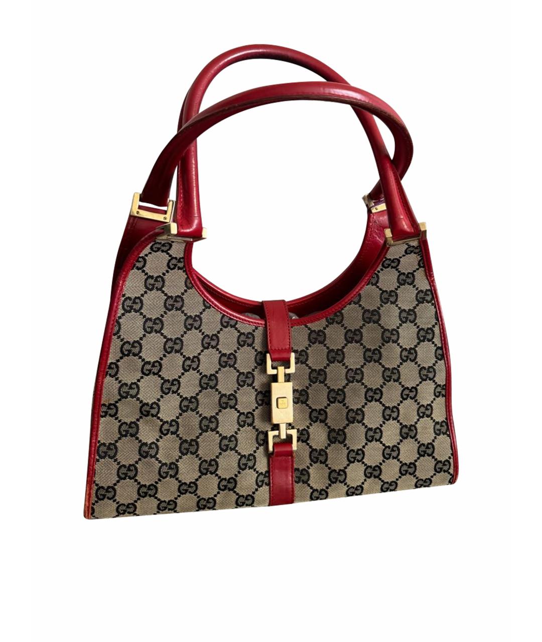 GUCCI Бежевая тканевая сумка с короткими ручками, фото 1