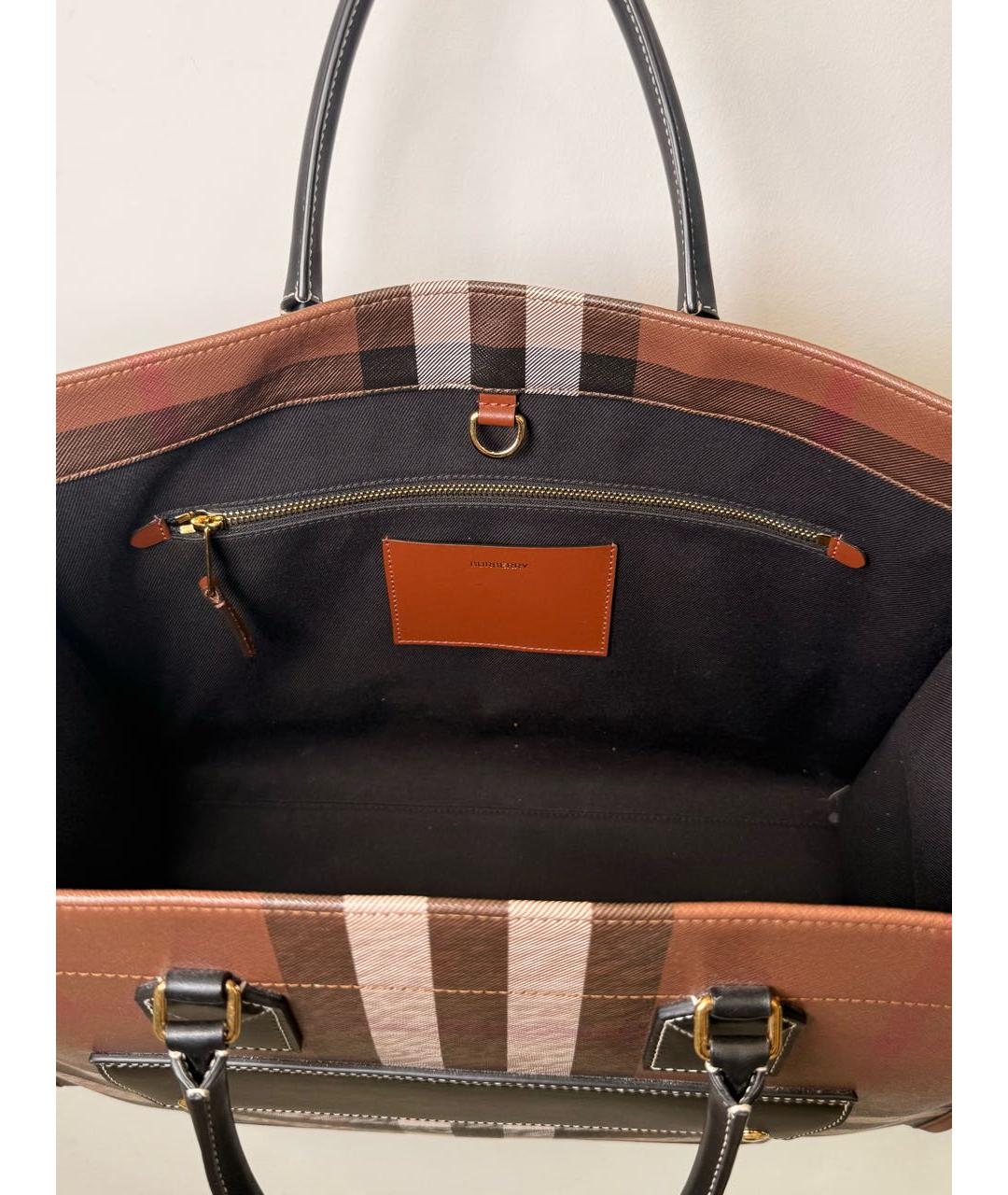 BURBERRY Коричневая тканевая сумка с короткими ручками, фото 3