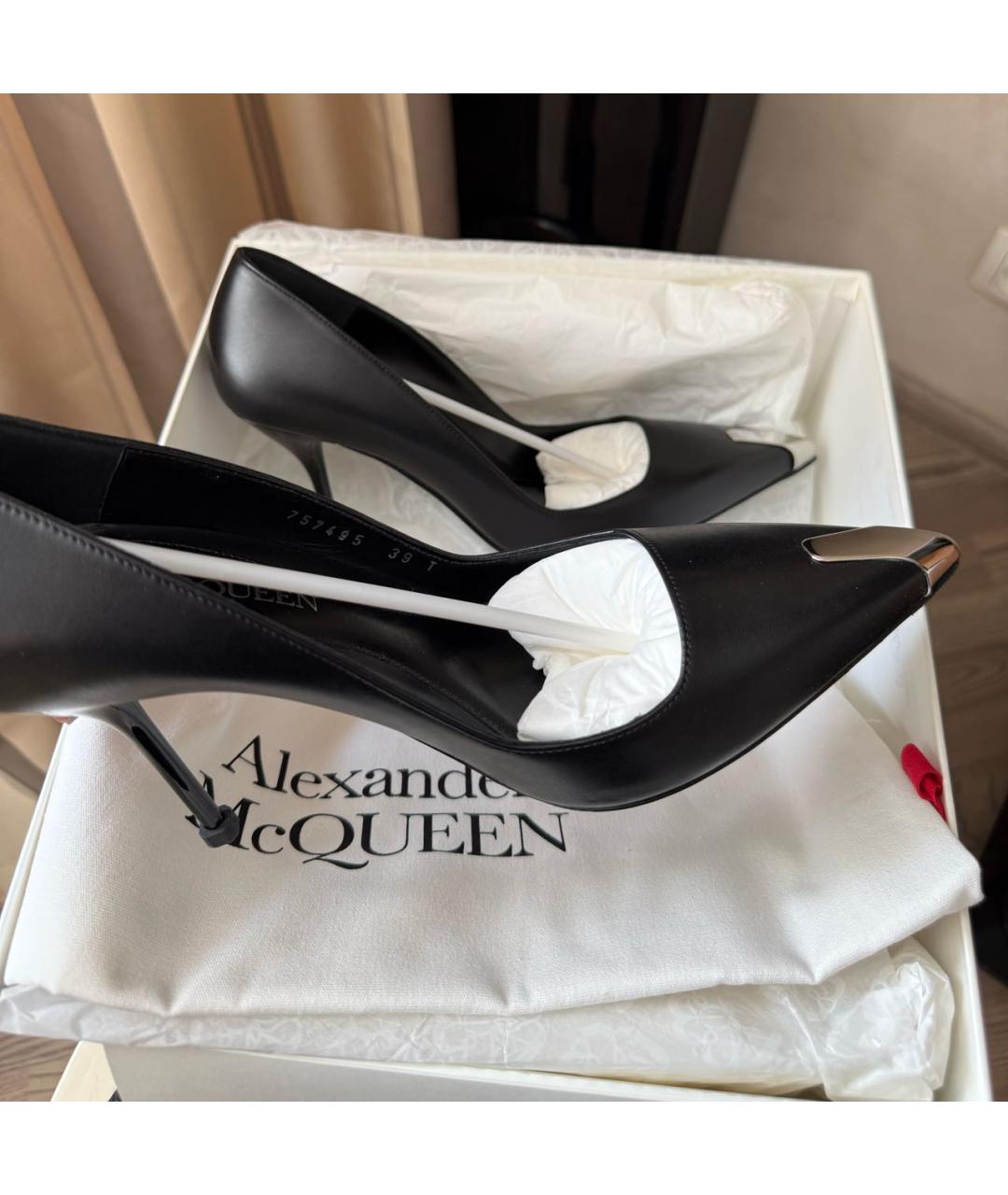 ALEXANDER MCQUEEN Черные кожаные туфли, фото 3