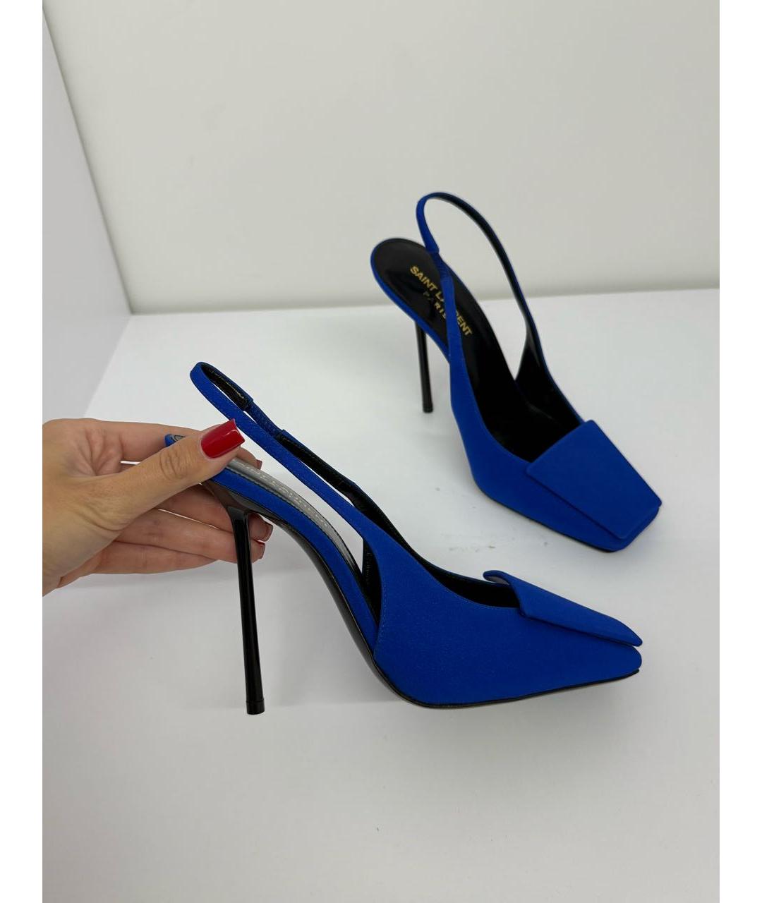 SAINT LAURENT Синие текстильные туфли, фото 5