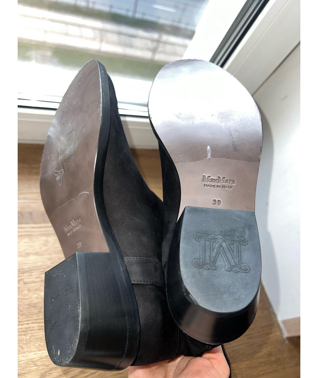 MAX MARA Черные нубуковые полусапоги, фото 7