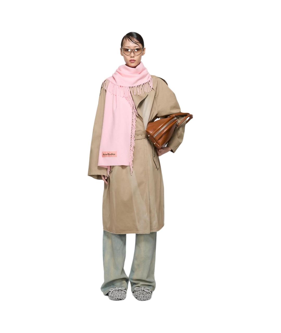 ACNE STUDIOS Розовый шерстяной шарф, фото 2