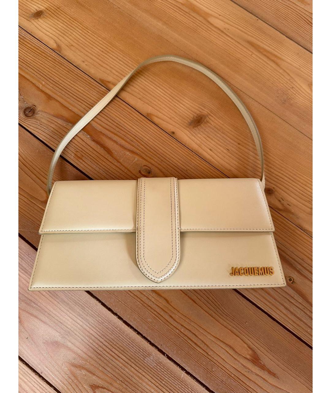 JACQUEMUS Желтая кожаная сумка с короткими ручками, фото 6