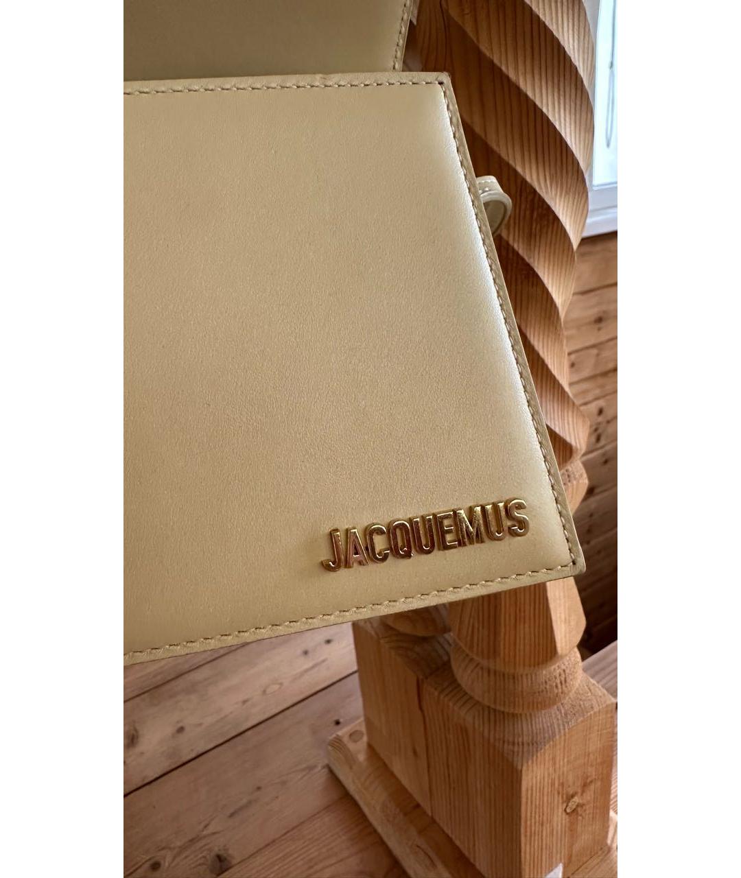 JACQUEMUS Желтая кожаная сумка с короткими ручками, фото 5