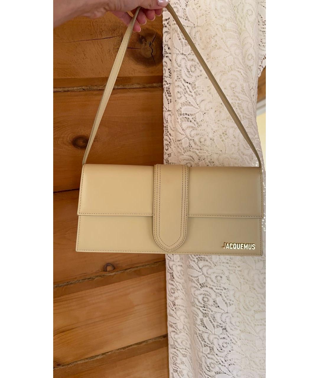 JACQUEMUS Желтая кожаная сумка с короткими ручками, фото 4