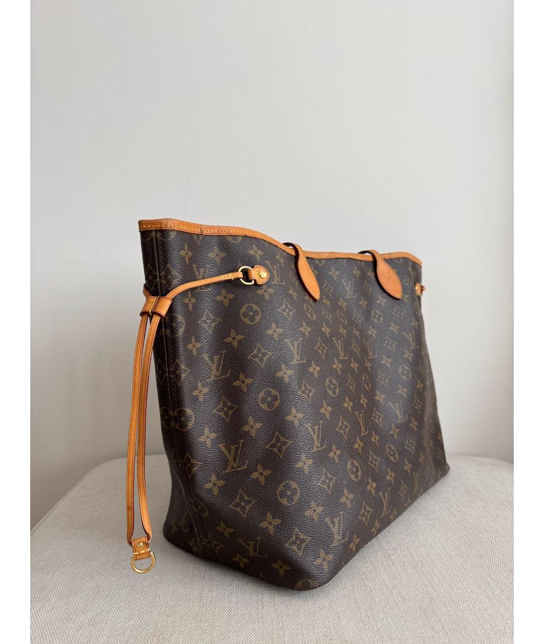LOUIS VUITTON Коричневая кожаная сумка тоут, фото 2