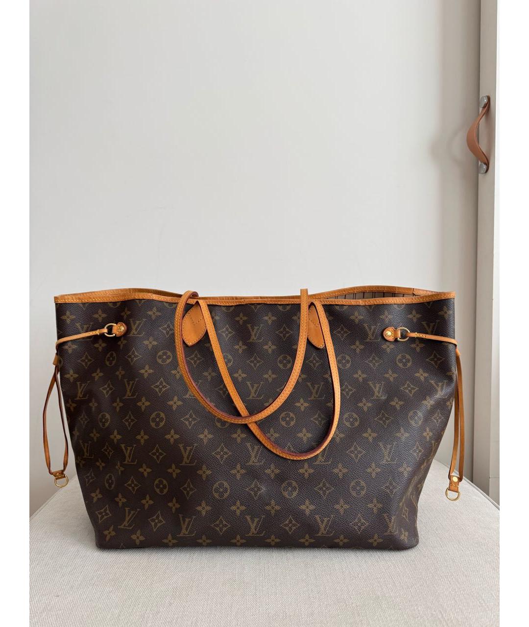 LOUIS VUITTON Коричневая кожаная сумка тоут, фото 9
