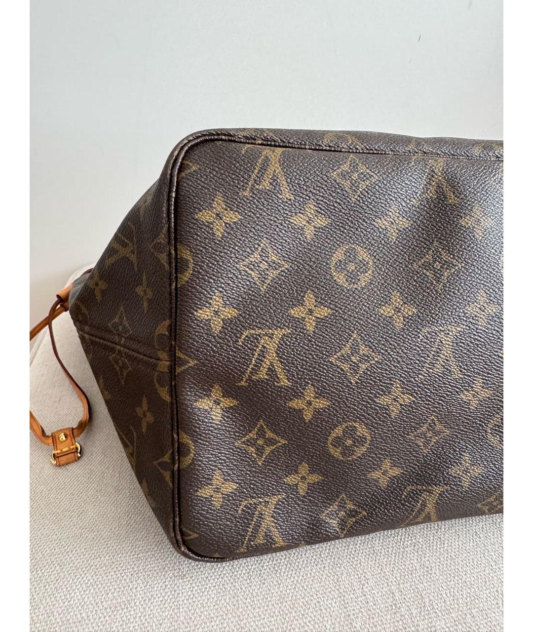 LOUIS VUITTON Коричневая кожаная сумка тоут, фото 6
