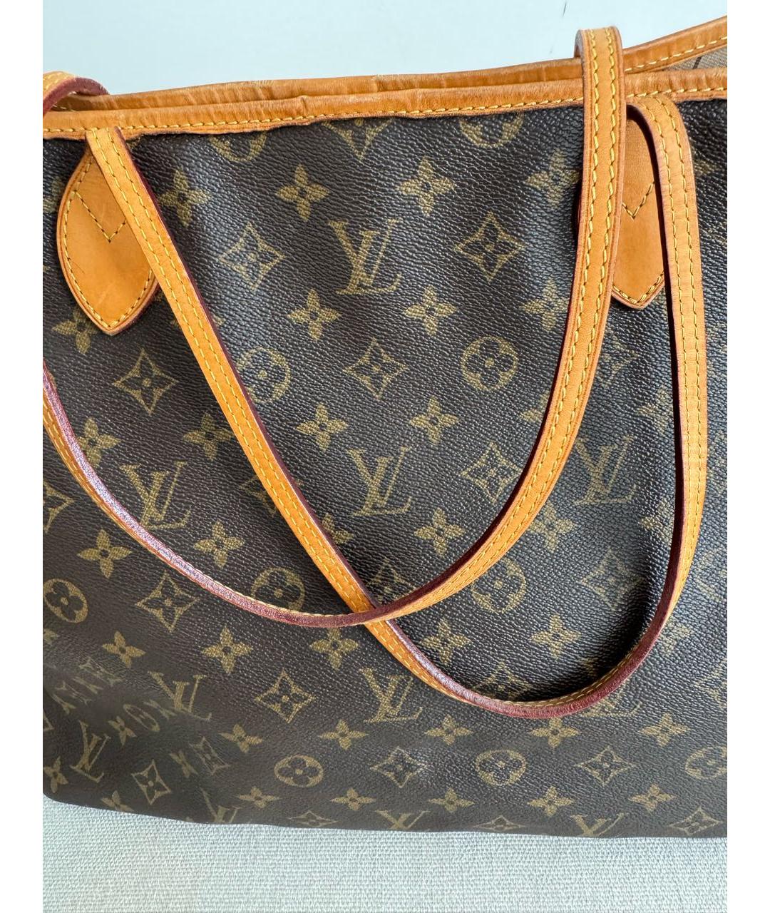 LOUIS VUITTON Коричневая кожаная сумка тоут, фото 8