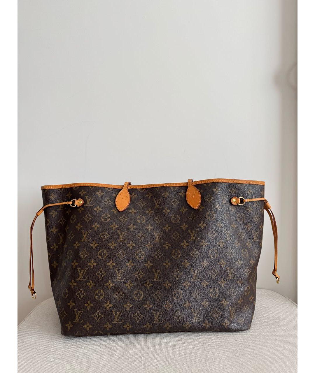 LOUIS VUITTON Коричневая кожаная сумка тоут, фото 3